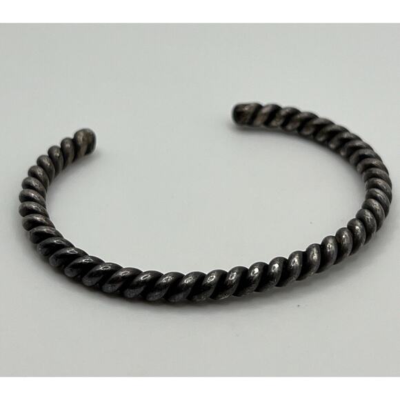 Ethnic Solid Silver Twisted rope Bangle Bracelet